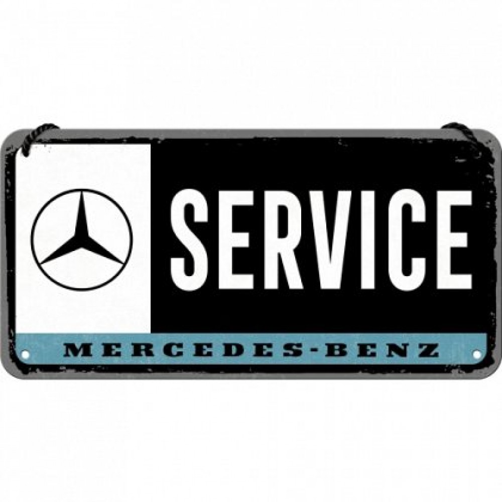 Placa metalica cu snur - Mercedes-Benz Service - 10x20 cm